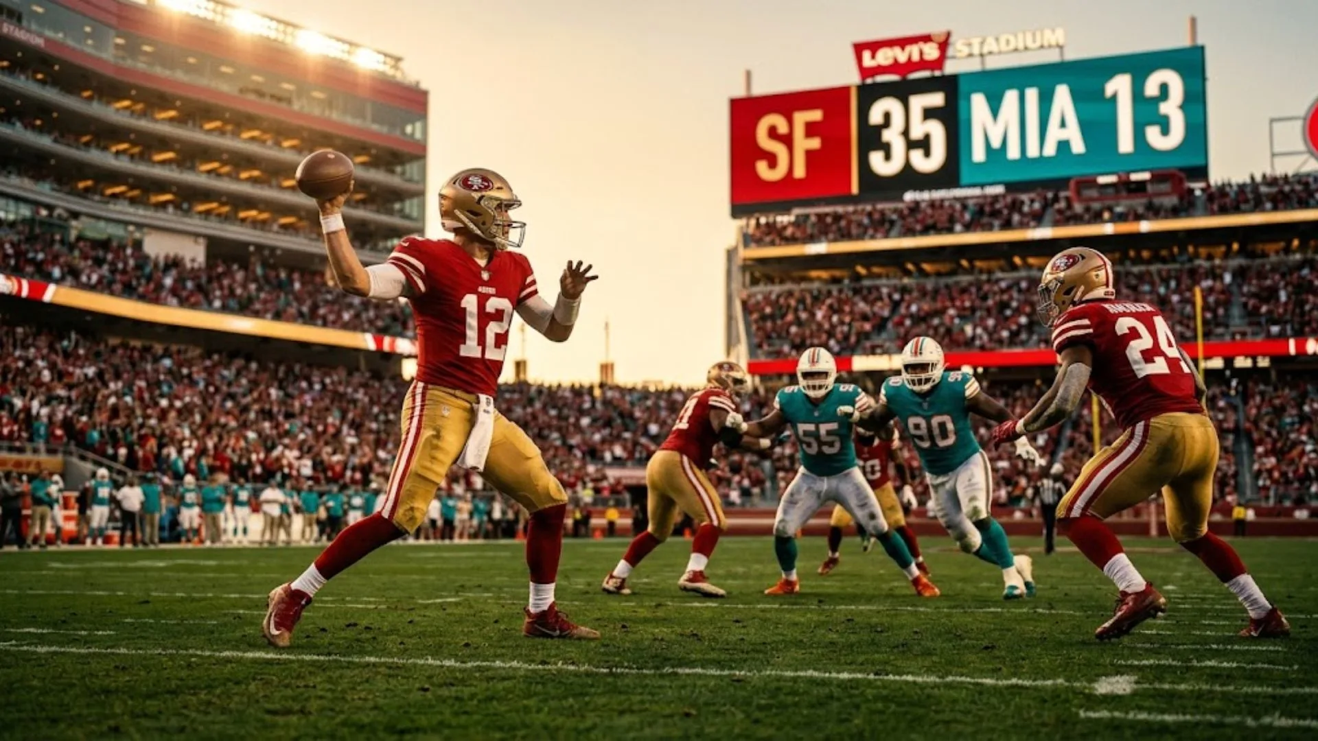 49ers vs Dolphins final score 35-13: San Francisco quarterback throws a touchdown pass at Levi's Stadium in Week 2.